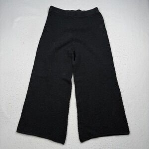 FP Beach Pants Womens Small Gray Knit Wide Leg Cropped Pull On Lounge Cotton